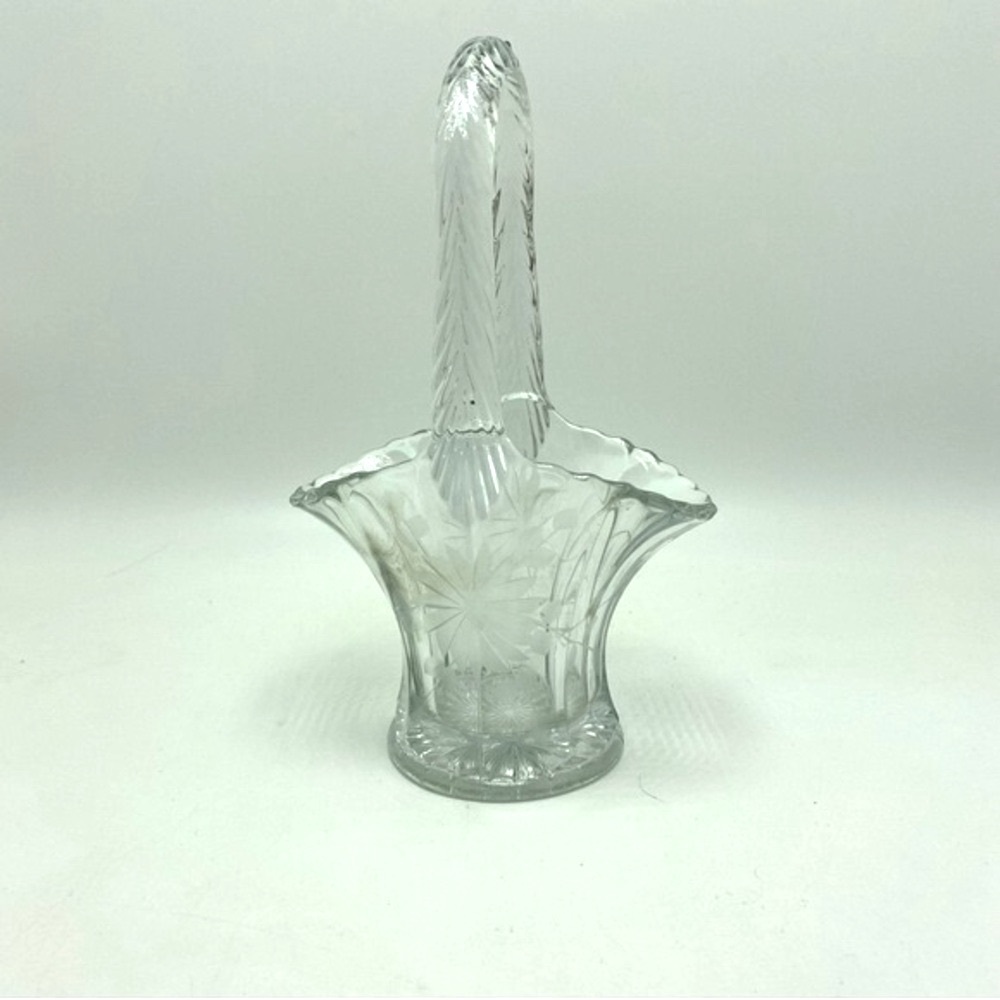 Vintage Duncan Miller Hand Cut Crystal Brides Basket